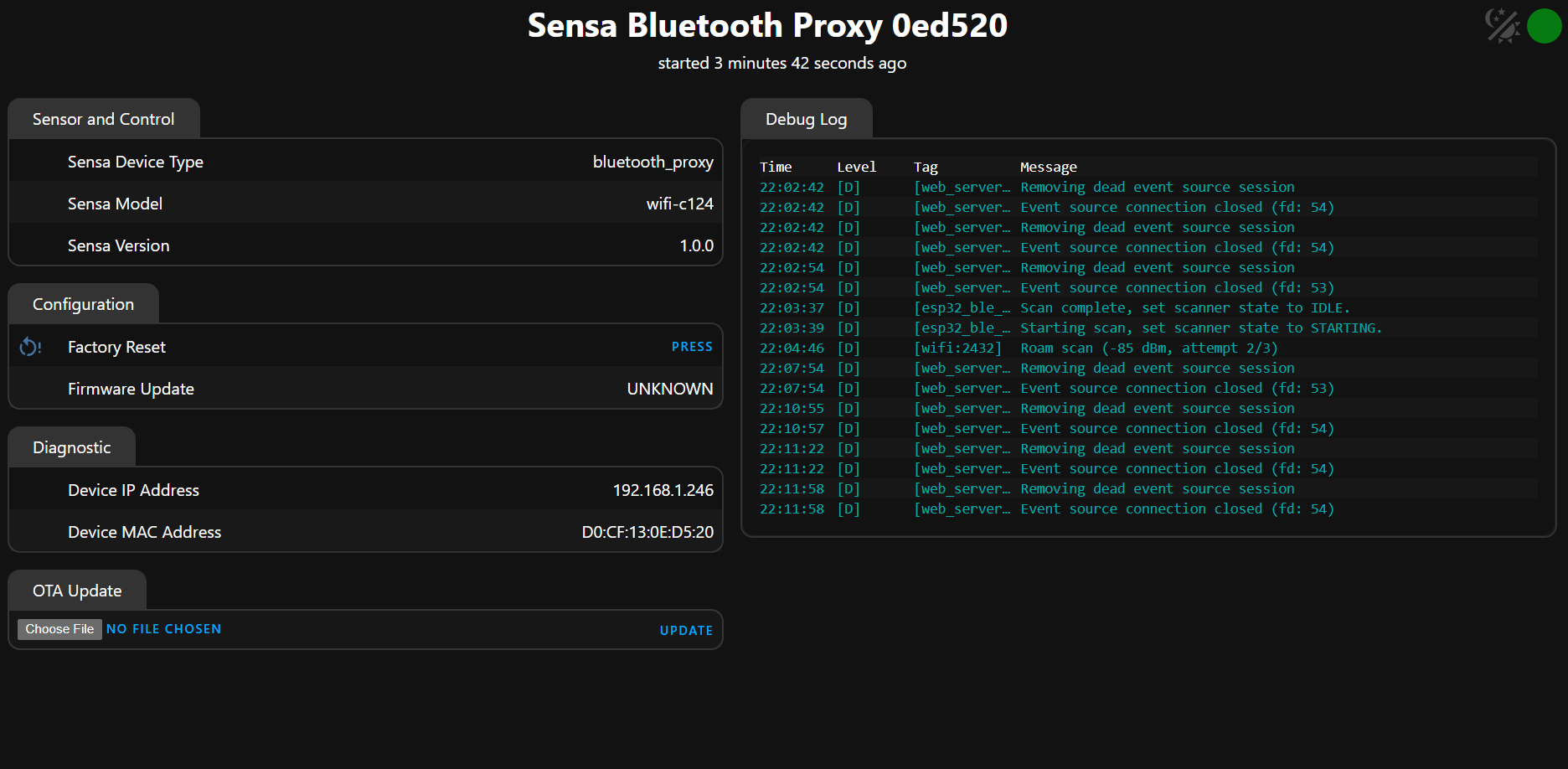 Bluetooth Proxy web interface